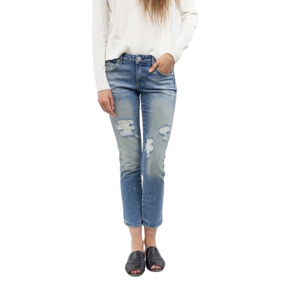 AMO Kate Spin The Bottle Crop Distressed Jeans 25